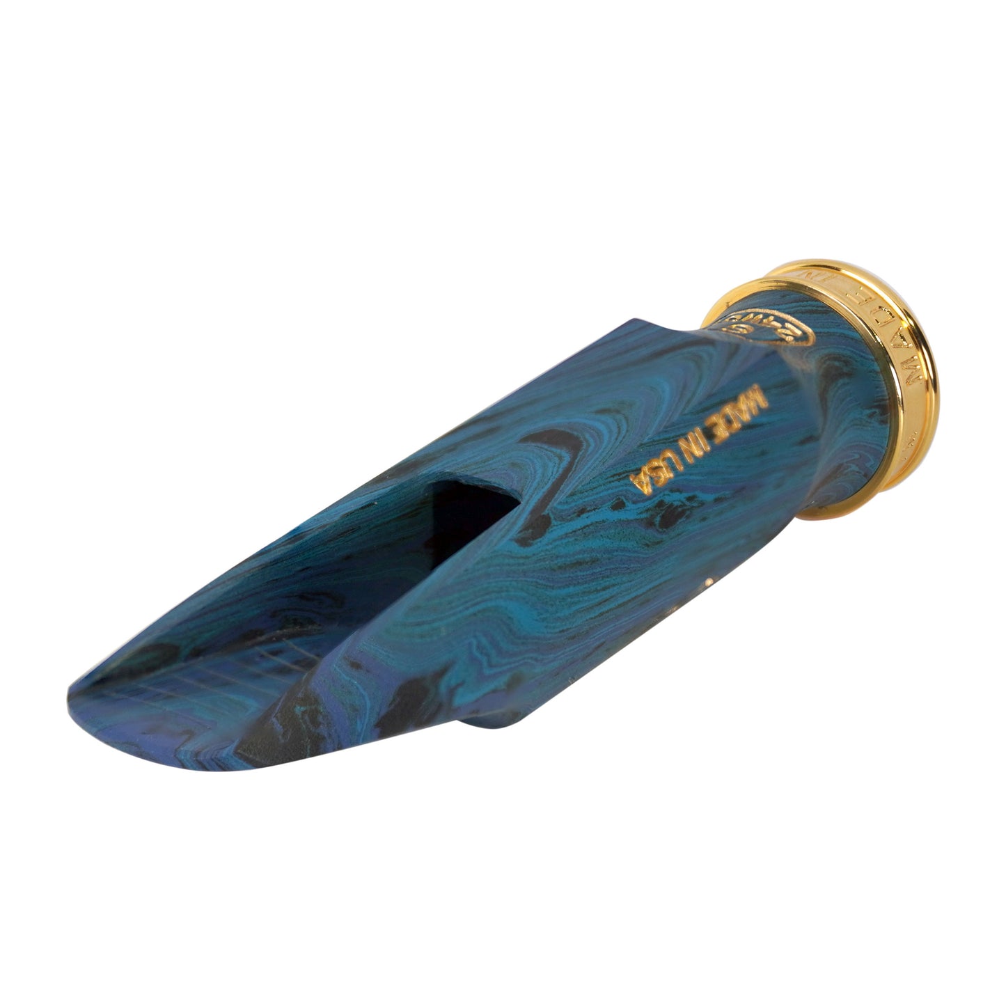 BRAHMA blue marbled Alto Saxophone mouthpiece baffle side